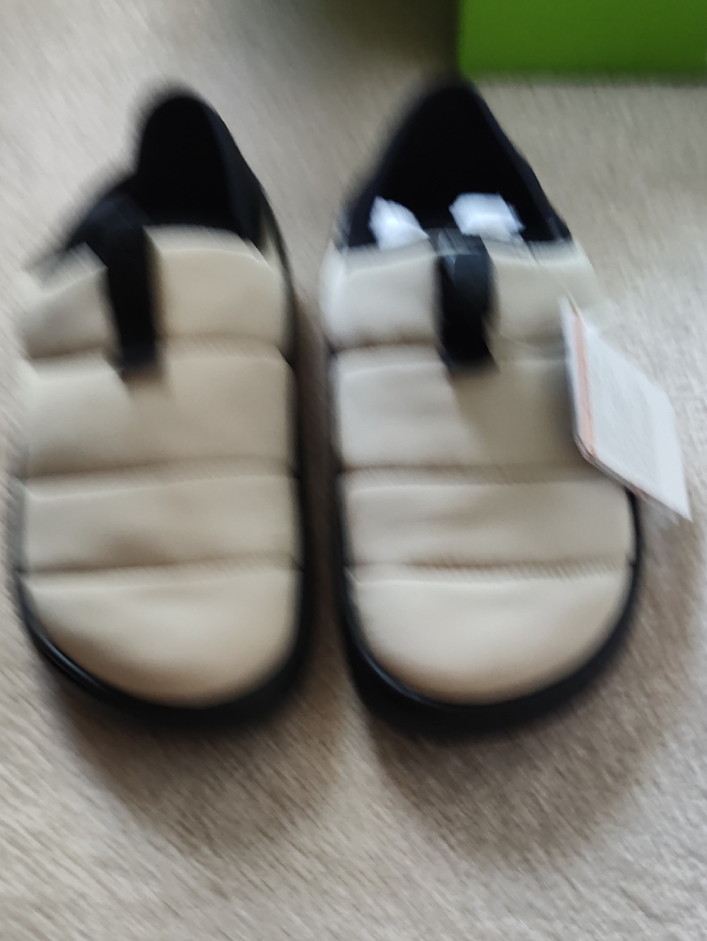 CROCS Kids Quilted Slip-On Slippers in Cream and Black